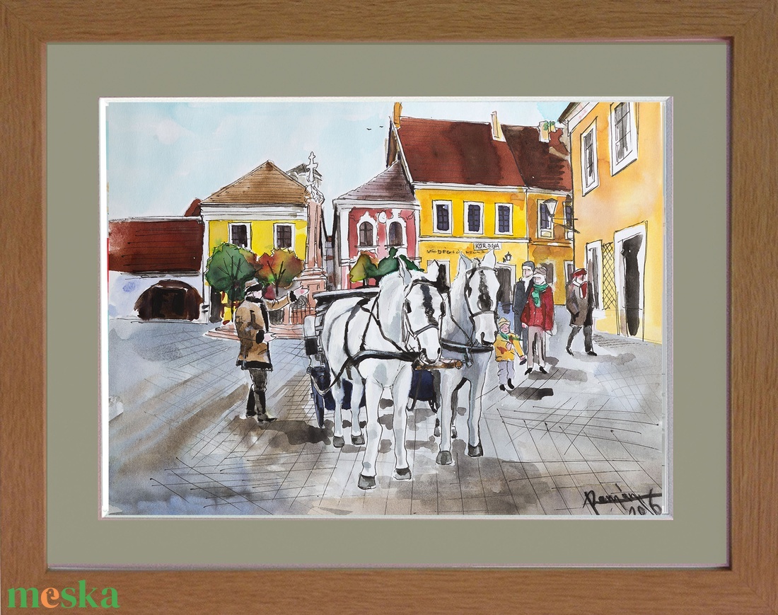 lovas Szentendre akvarell - művészet - grafika & illusztráció - művészi nyomat - Meska.hu