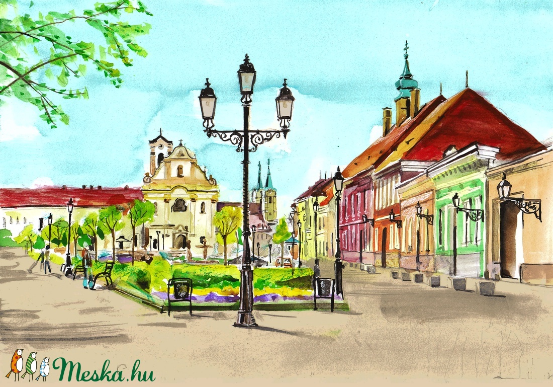 vác főtér, EREDETI akvarell festmény - - Meska.hu vác főtér, EREDETI akvarell festmény - - Meska.hu