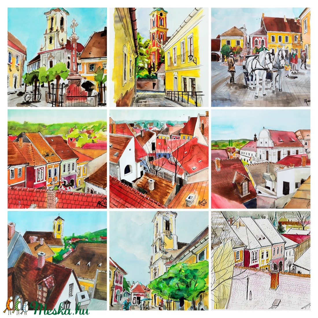 Szentendre, Szentendrei akvarell, Város, Városrészlet, szentendrei festmény, festmény (romandoramaria) Meska.hu Szentendre, Szentendrei akvarell, Város, Városrészlet, szentendrei festmény, festmény (romandoramaria) Meska.hu