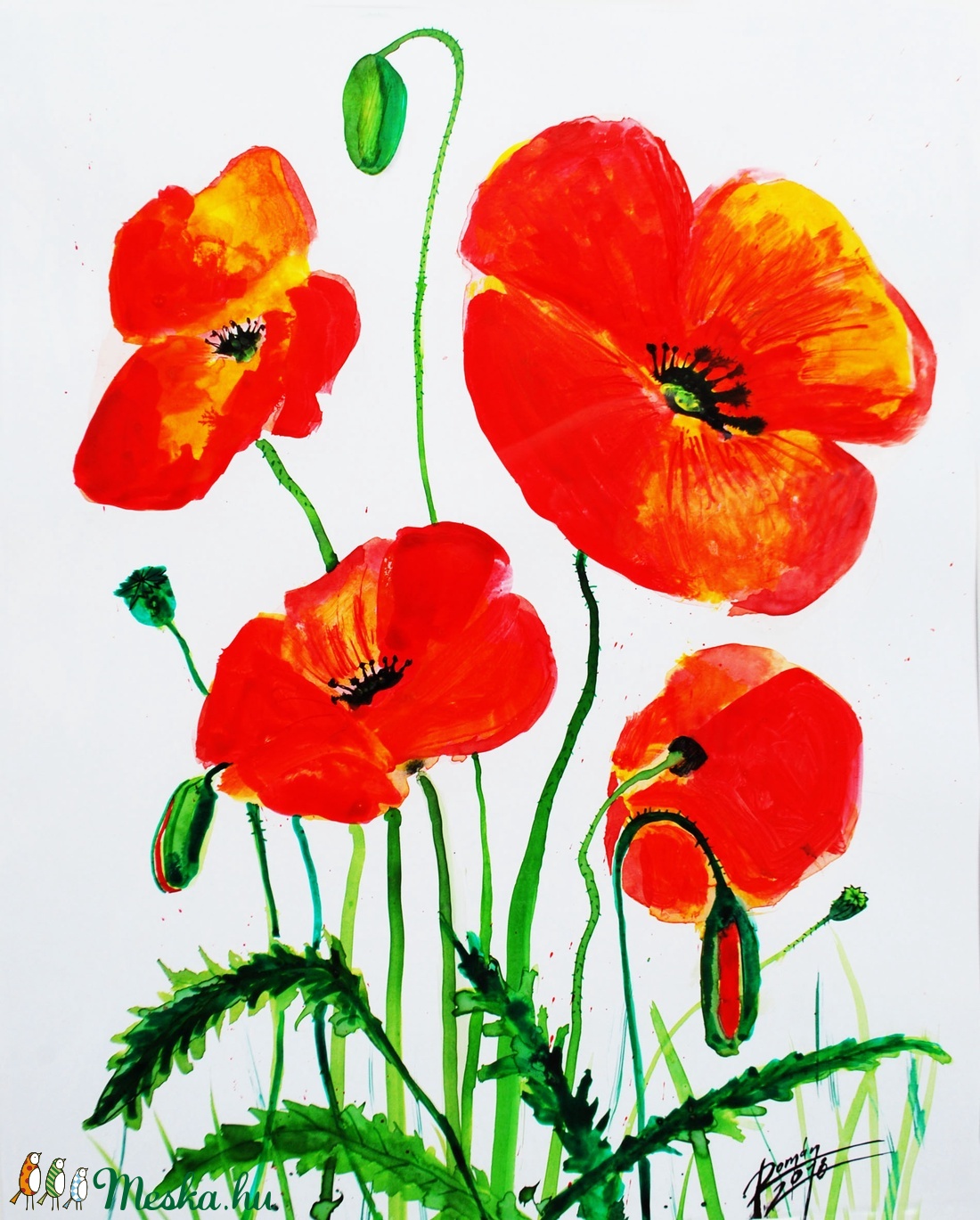  Pipacs, pipacsos akvarell, pipacsos festmény -  - Meska.hu