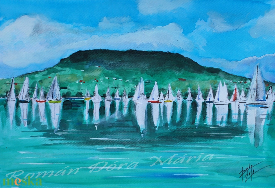 Balaton, Badacsony, balatoni akvarell,Kék-szalag, Vitorlás, Vitorlázás - művészet - festmény - akvarell - Meska.hu Balaton, Badacsony, balatoni akvarell,Kék-szalag, Vitorlás, Vitorlázás - művészet - festmény - akvarell - Meska.hu