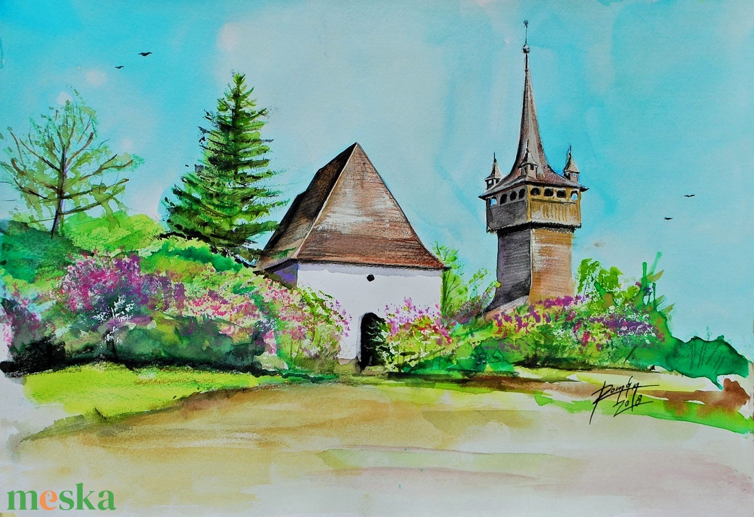 Szentendrei Skanzen, akvarell festmény - művészet - Meska.hu
