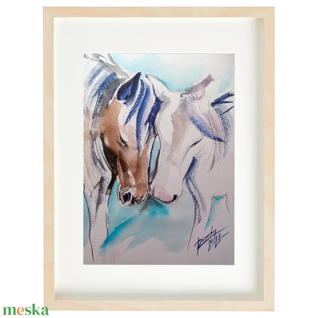  Együttlétben EREDETI akvarell festmény, lovak, ló, barátság, szerelem - művészet - festmény - akvarell - Meska.hu
