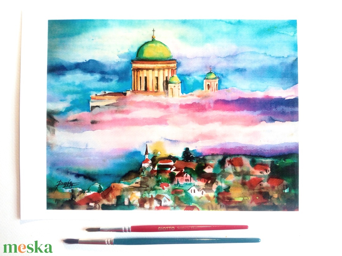 Esztergom, esztergomi bazilika - művészet - festmény - akvarell - Meska.hu Esztergom, esztergomi bazilika - művészet - festmény - akvarell - Meska.hu