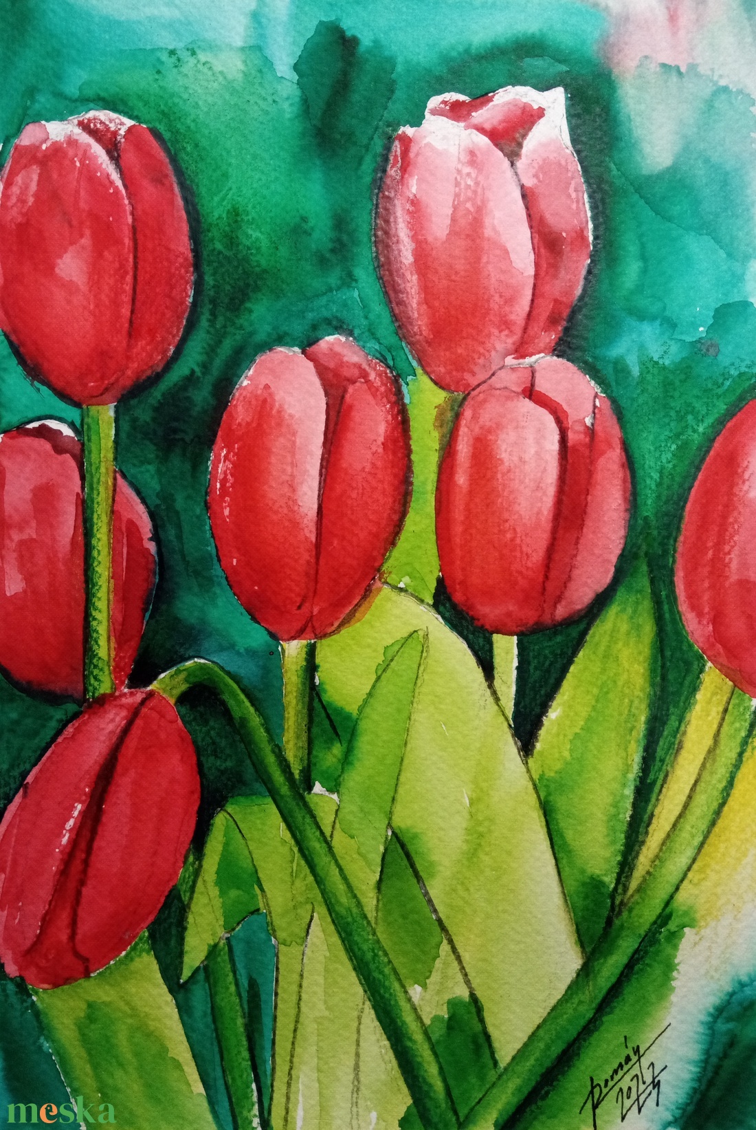 Piros Tulipánok, tulipán, virág, ajándék - művészet - festmény - akvarell - Meska.hu Piros Tulipánok, tulipán, virág, ajándék - művészet - festmény - akvarell - Meska.hu