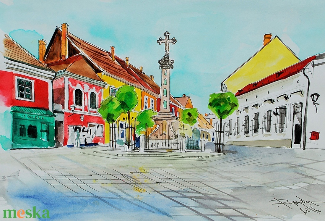 Szentendre akvarell, Főtér - művészet - festmény - akvarell - Meska.hu Szentendre akvarell, Főtér - művészet - festmény - akvarell - Meska.hu