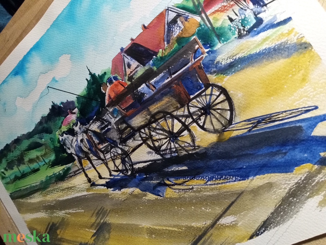 Vidéken Eredeti akvarell festmény - művészet - festmény - akvarell - Meska.hu