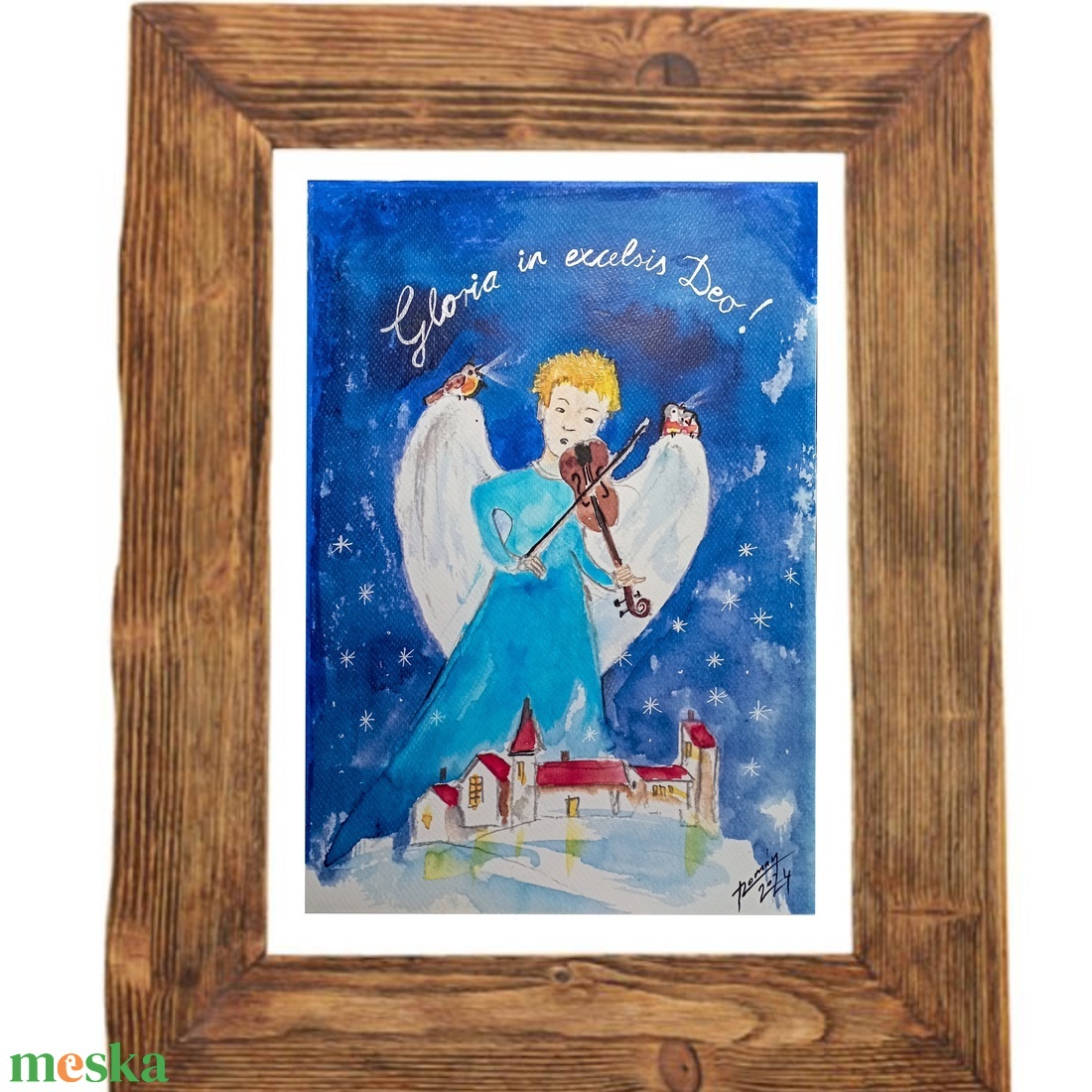 Karácsonyi rege akvarell festmény, karácsony, tájkép -  - Meska.hu