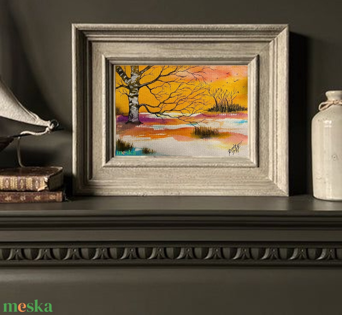 Téli hajnal akvarell festmény - művészet - festmény - akvarell - Meska.hu