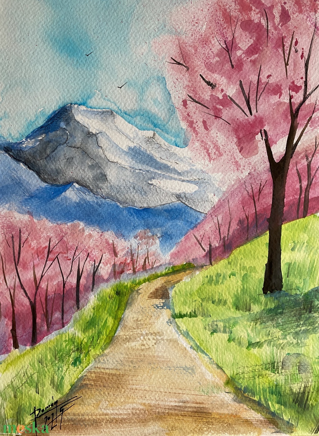 Természet szépsége, virágzó fák - művészet - festmény - akvarell - Meska.hu