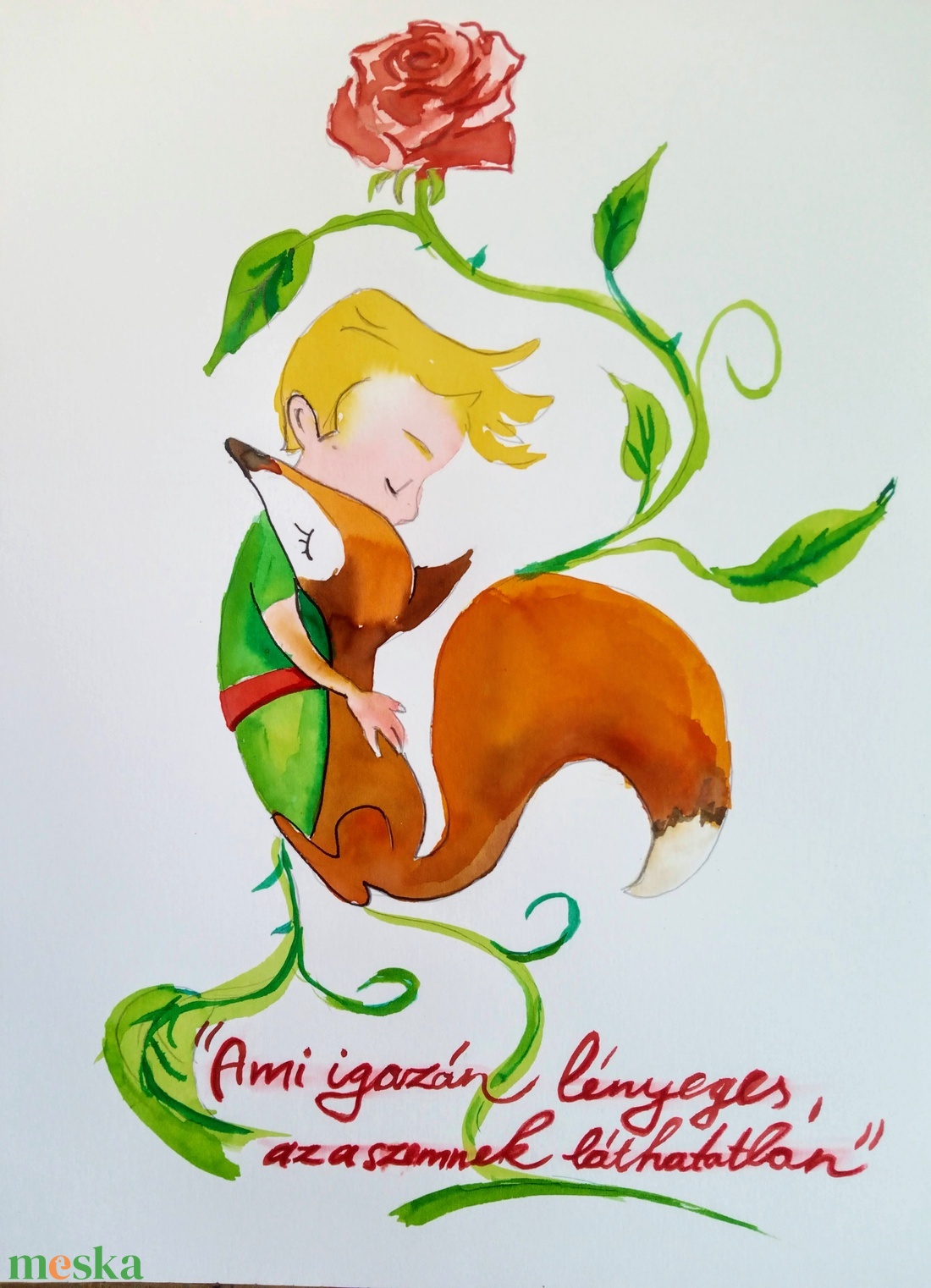 Kis herceg akvarellnyomat festmény - művészet - festmény - akvarell - Meska.hu