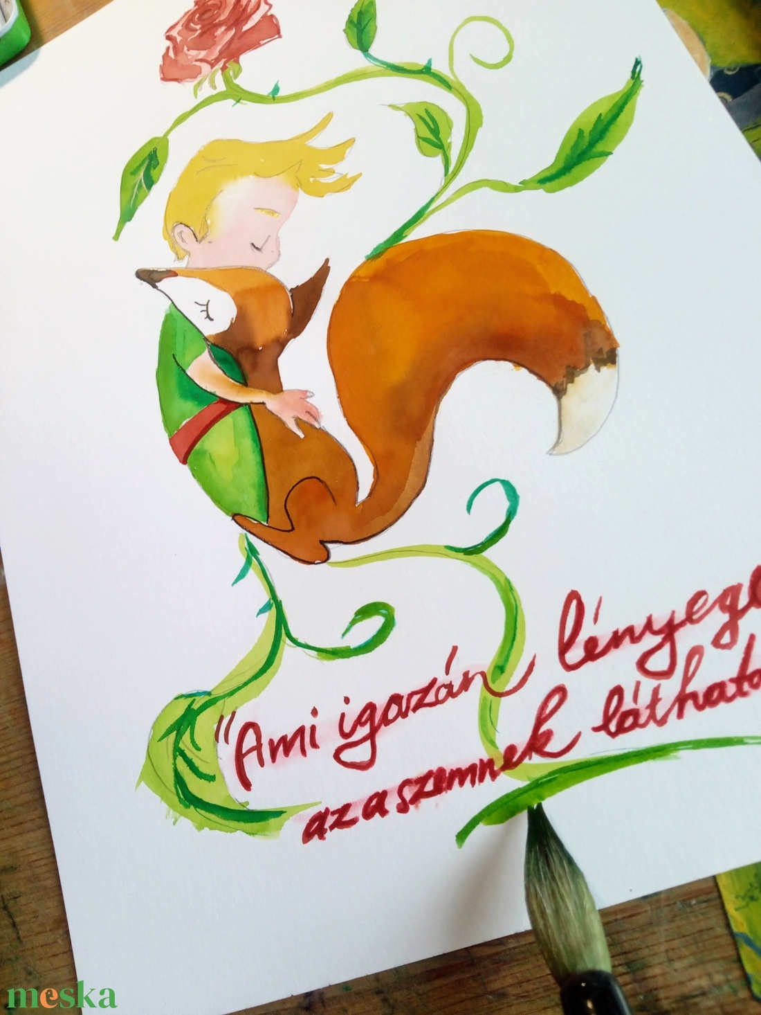 Kis herceg akvarellnyomat festmény - művészet - festmény - akvarell - Meska.hu