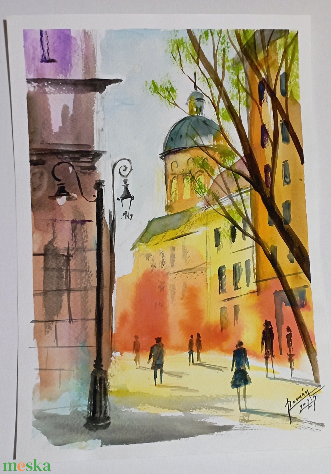 Hajnali fényben akvarell festmény - művészet - grafika & illusztráció - művészi nyomat - Meska.hu