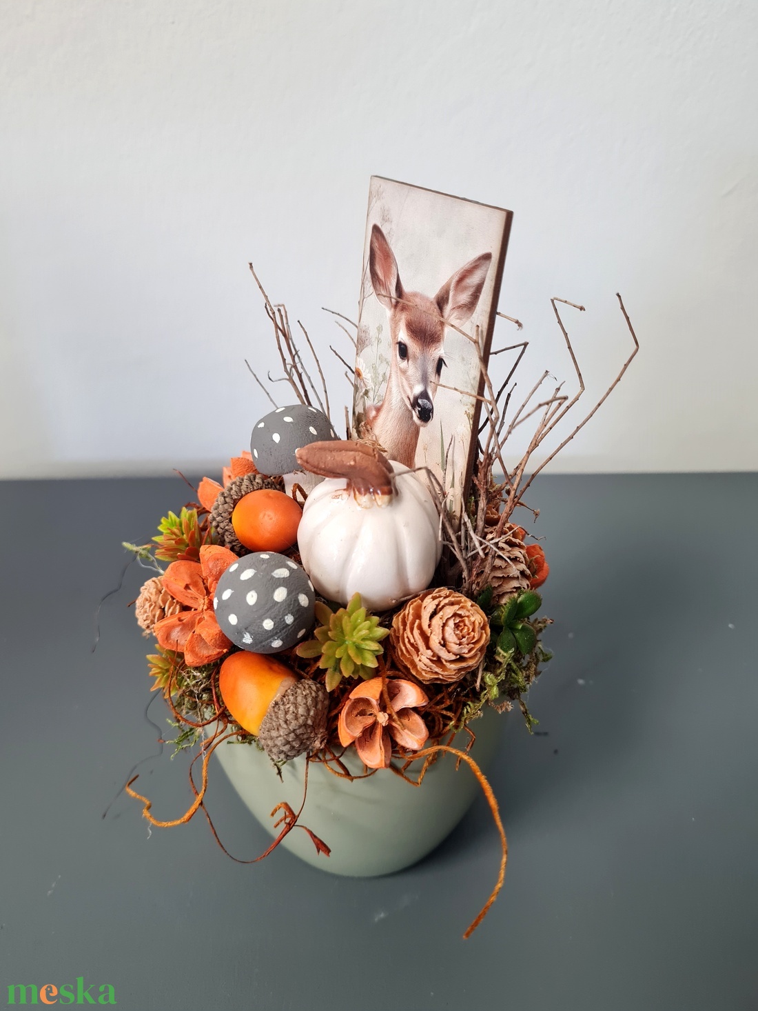 Őzikés asztaldísz - otthon & életmód - dekoráció - virágdísz és tartó - csokor & virágdísz - Meska.hu