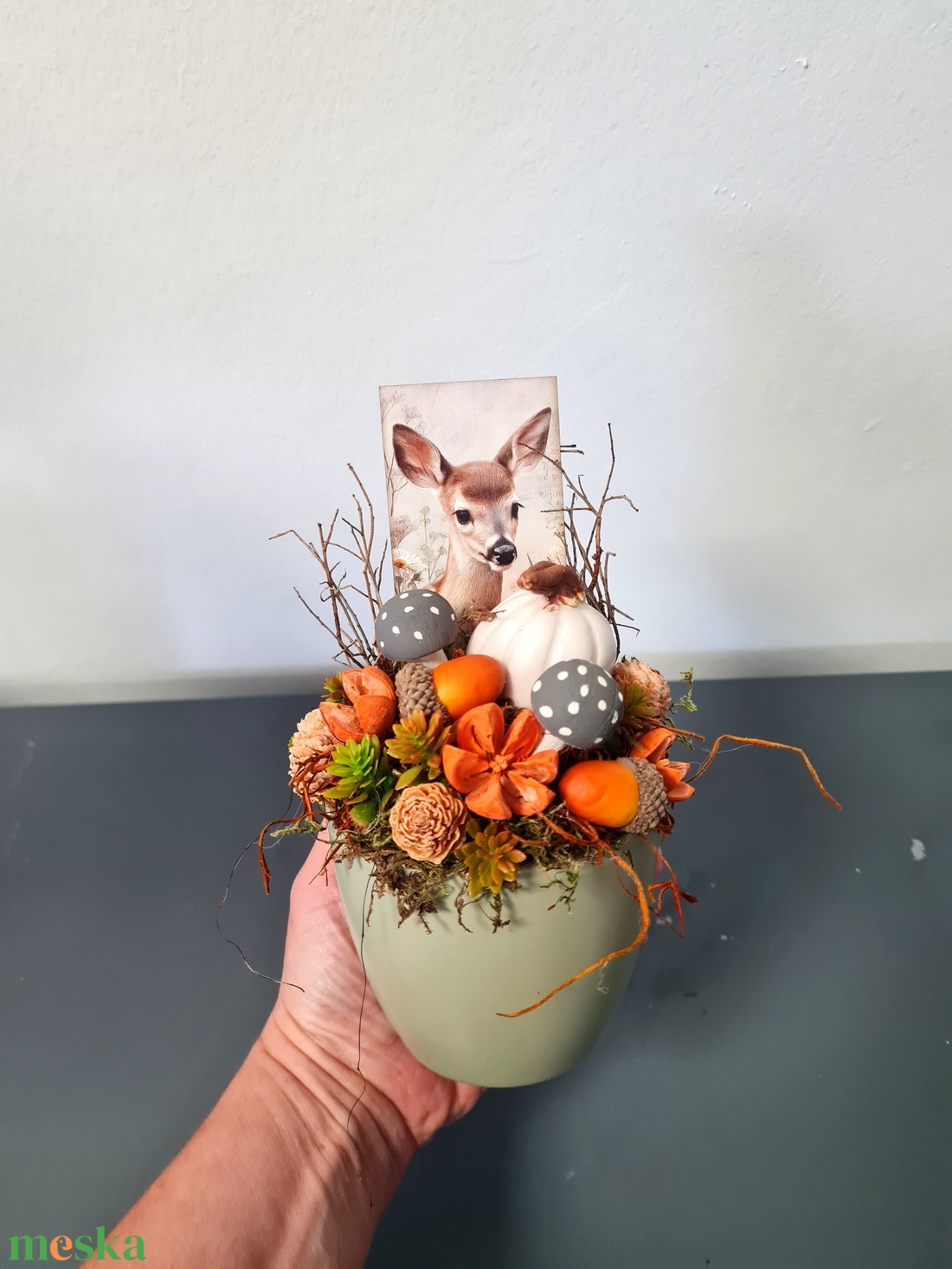 Őzikés asztaldísz - otthon & életmód - dekoráció - virágdísz és tartó - csokor & virágdísz - Meska.hu