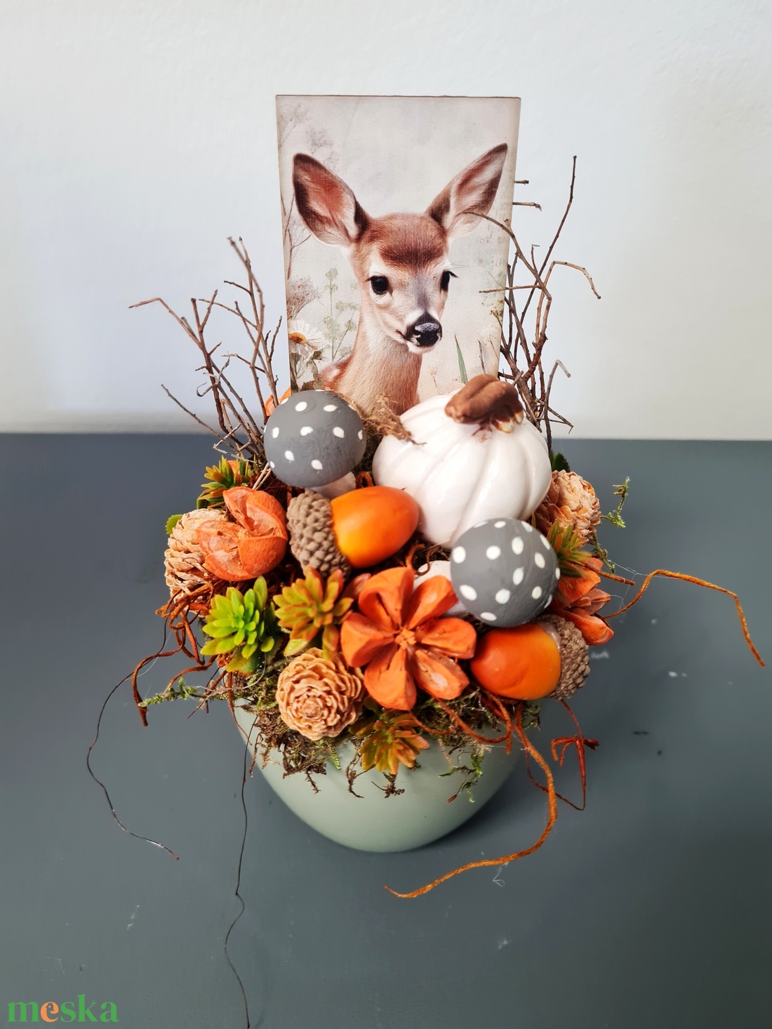 Őzikés asztaldísz - otthon & életmód - dekoráció - virágdísz és tartó - csokor & virágdísz - Meska.hu
