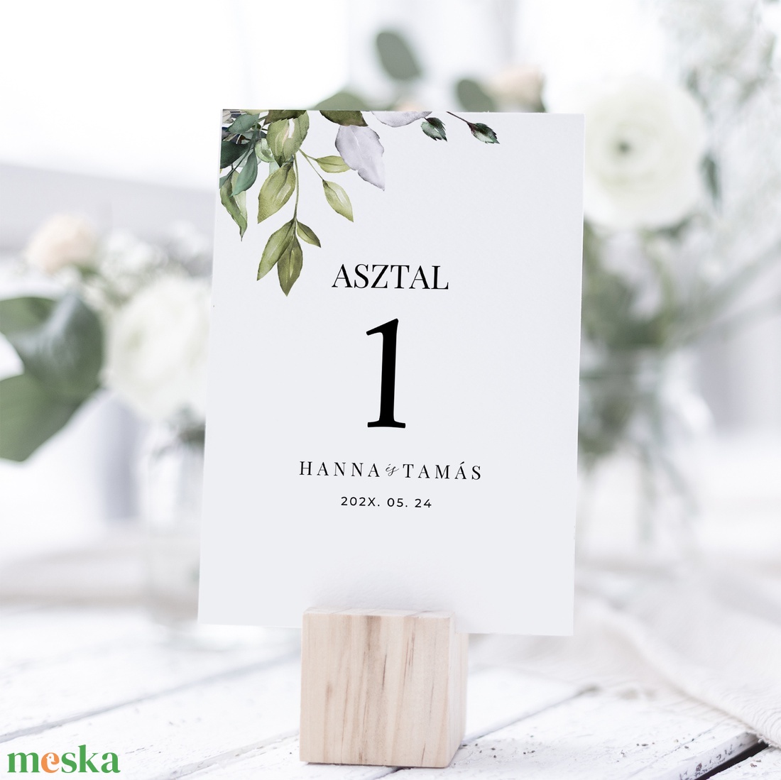 Esküvői Asztalszám, Greenery Gold Asztalszám, Esküvő Asztal - esküvő - meghívó & kártya - menü - Meska.hu