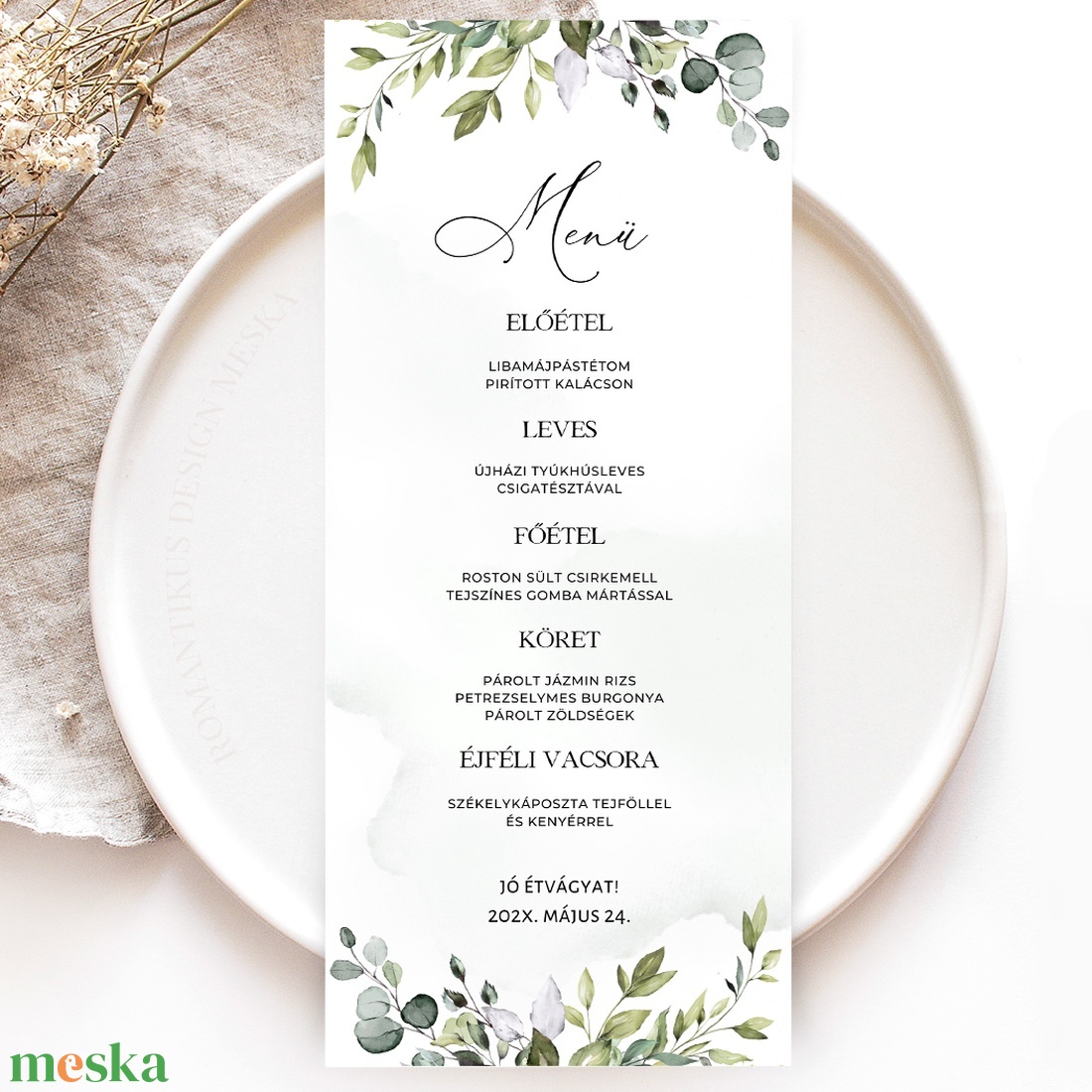 Esküvői Menü, Eskűvő Étlap, Étlap, Menü, Esküvő Vacsora, Esküvői Asztal - esküvő - meghívó & kártya - menü - Meska.hu