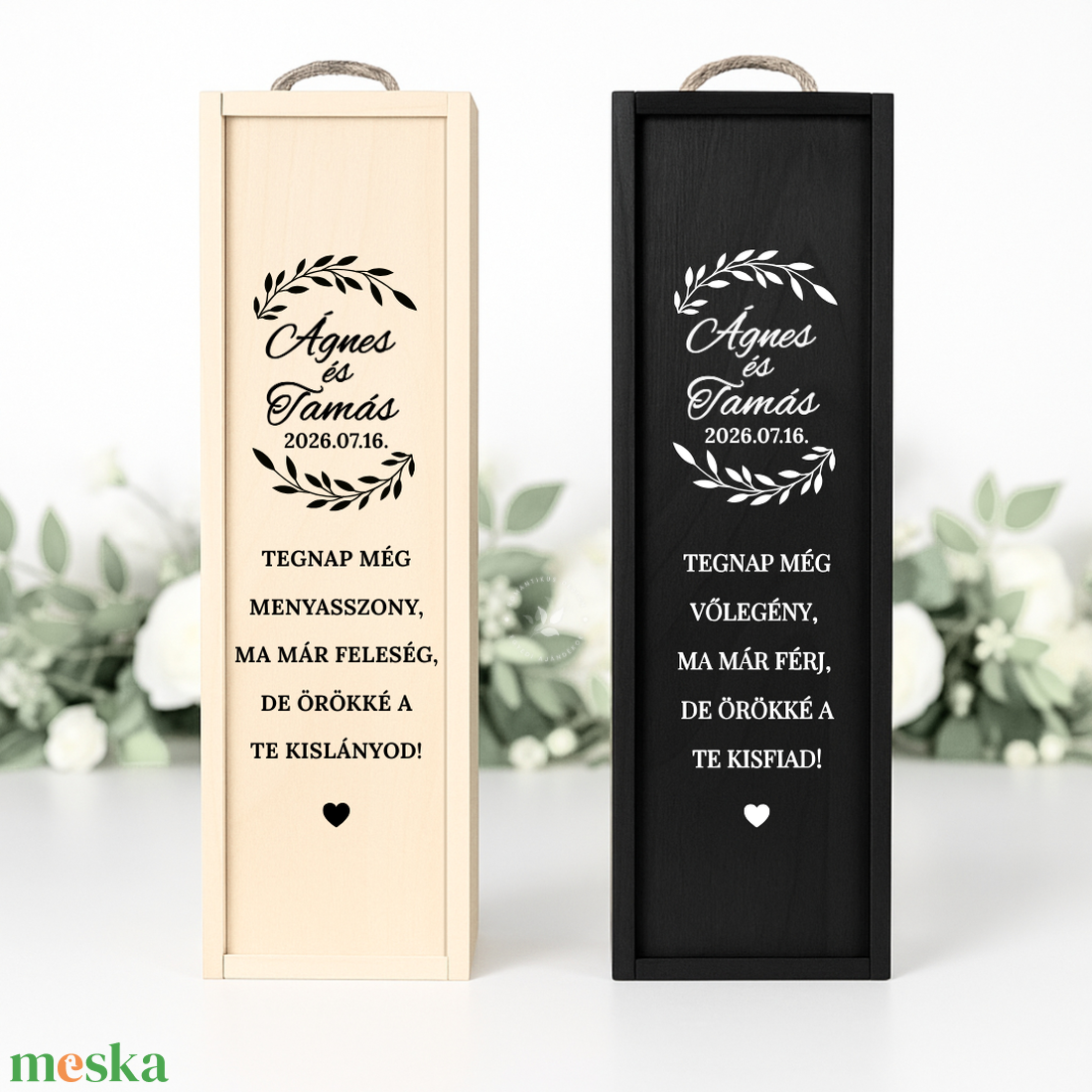 Egyedi Szülőköszöntő boros doboz, Ajándék szülőknek, Fa boros doboz, Szülőköszöntő bortartó, Feliratozott fa boros doboz - esküvő - emlék & ajándék - szülőköszöntő ajándék - Meska.hu
