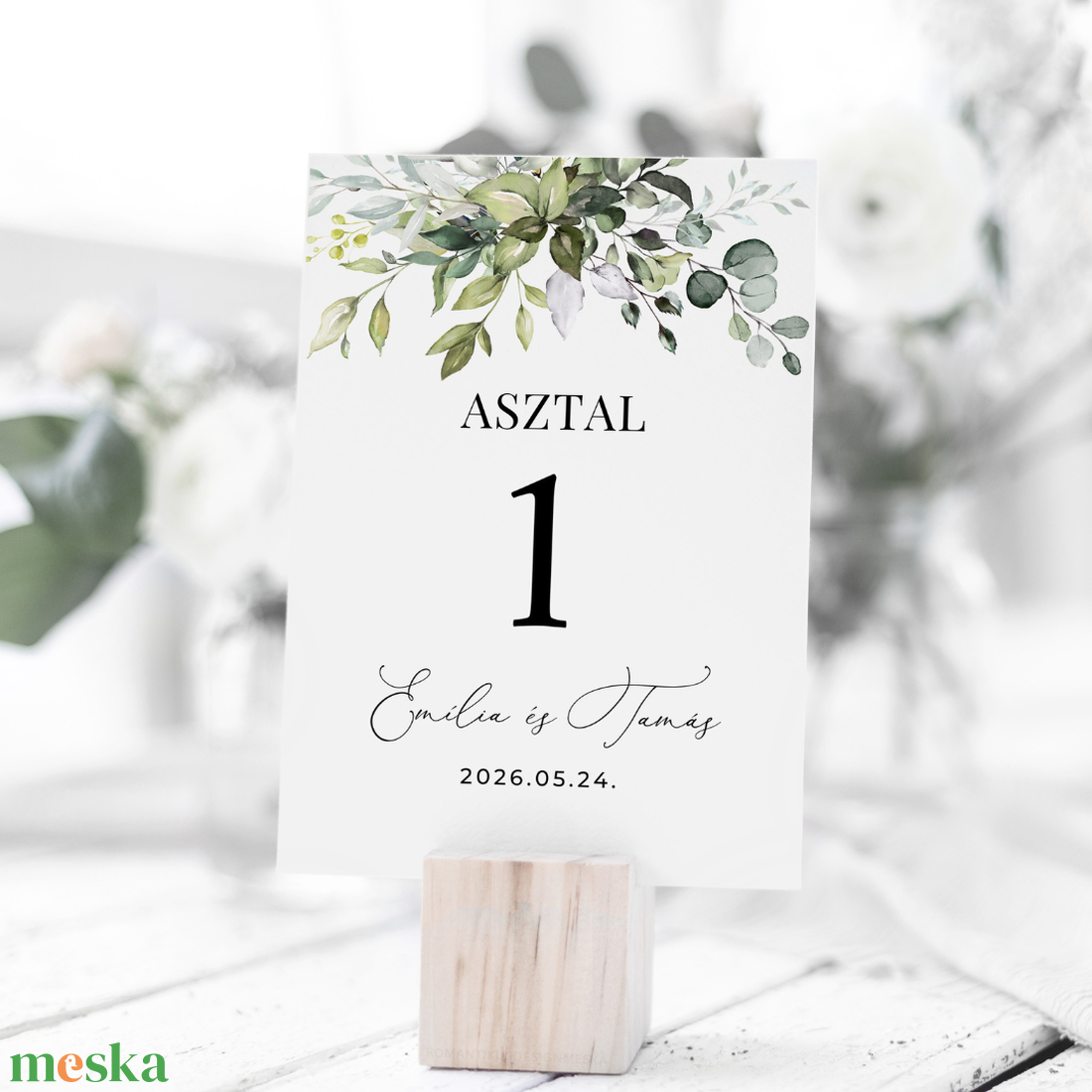 Esküvői Asztalszám, Greenery Asztalszám, Esküvő Asztal - esküvő - meghívó & kártya - menü - Meska.hu