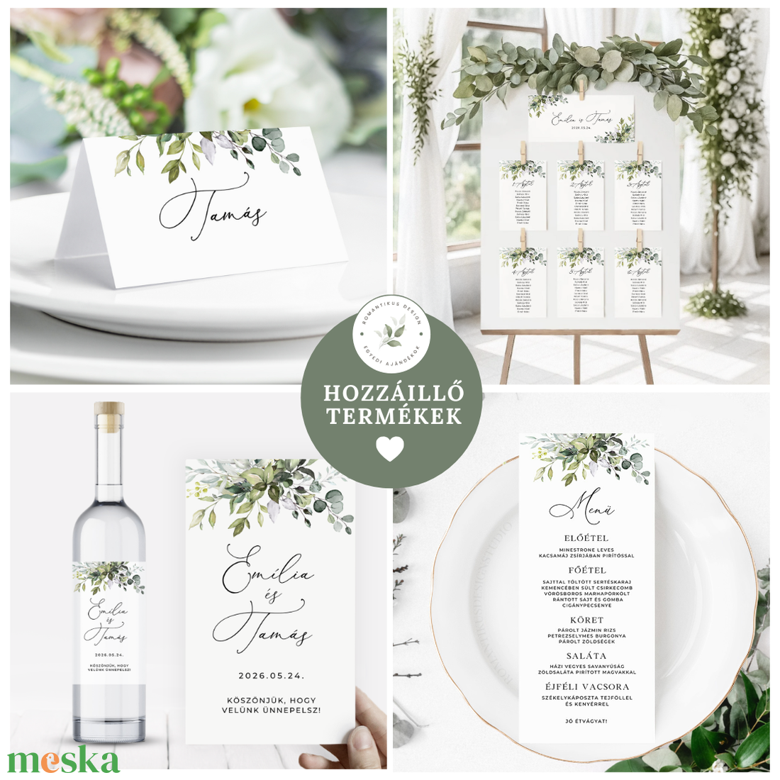 Esküvői Asztalszám, Greenery Asztalszám, Esküvő Asztal - esküvő - meghívó & kártya - menü - Meska.hu