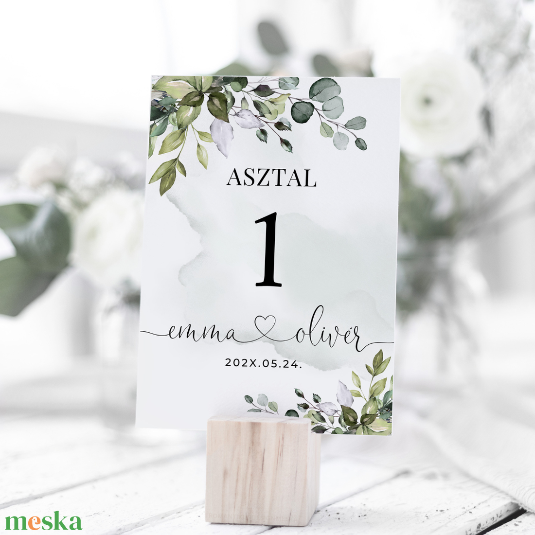 Esküvői Asztalszám, Greenery Asztalszám, Esküvő Asztal, Asztal jelzés esküvőre, Asztalszám kártya, - esküvő - meghívó & kártya - menü - Meska.hu