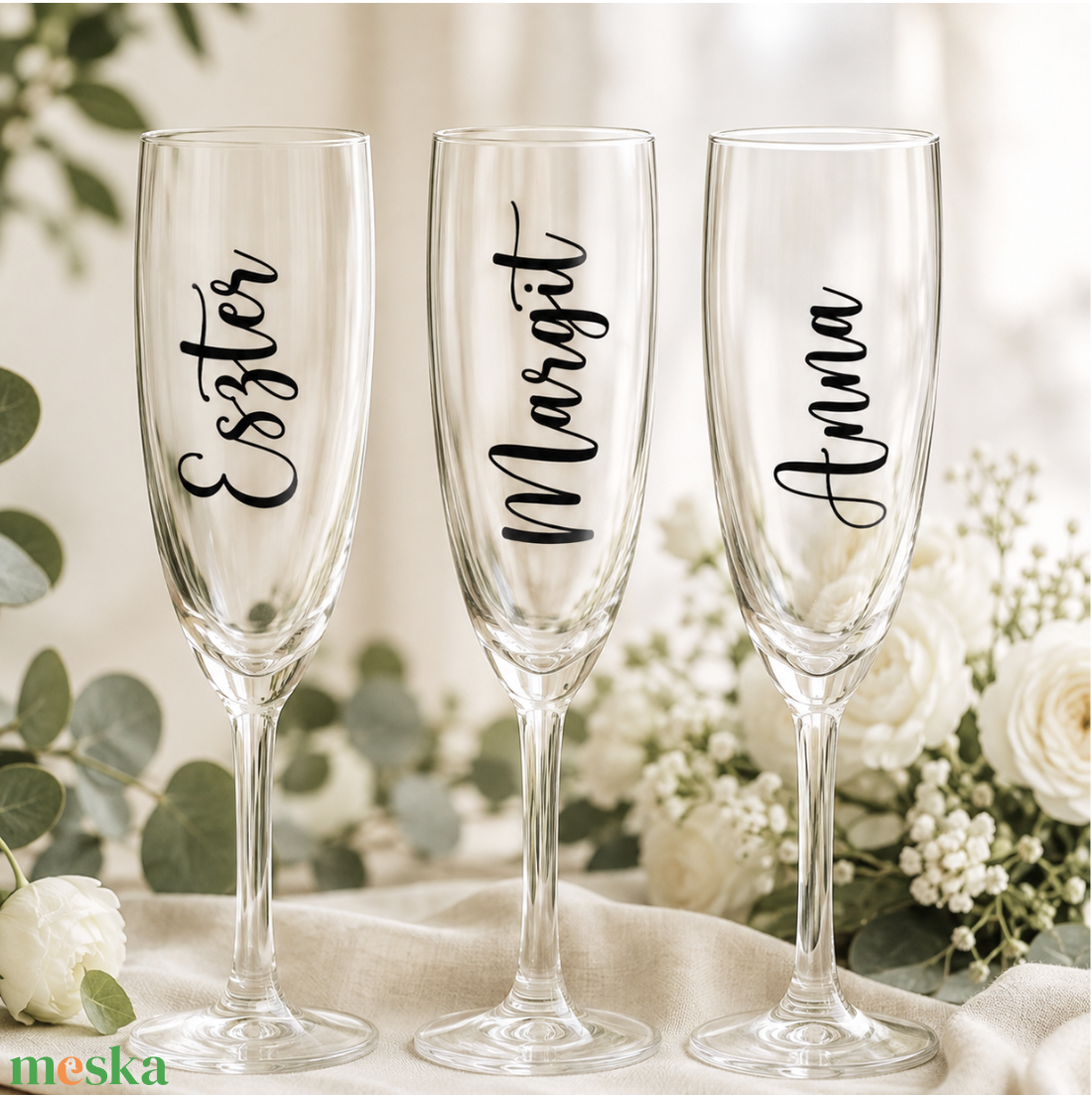 Esküvői Pezsgős Pohár Matrica, Névre Szóló Pohár, Bridesmade Party, Koszorúslány Pohár, Lánybúcsú Ajándék, Pohár matrica - esküvő - lánybúcsú - Meska.hu
