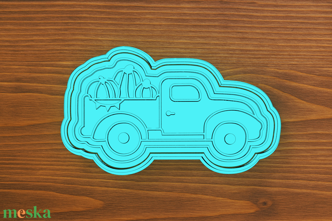 Halloweeni tökös teherautó sütikiszúró  - otthon & életmód - dekoráció - halloween - halloweeni sütikiszúrók - Meska.hu