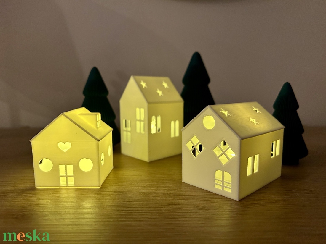 Világító mécsestartó házikók, karácsonyi dekor  - karácsony - karácsonyi lakásdekoráció - karácsonyi falu, házikó - Meska.hu