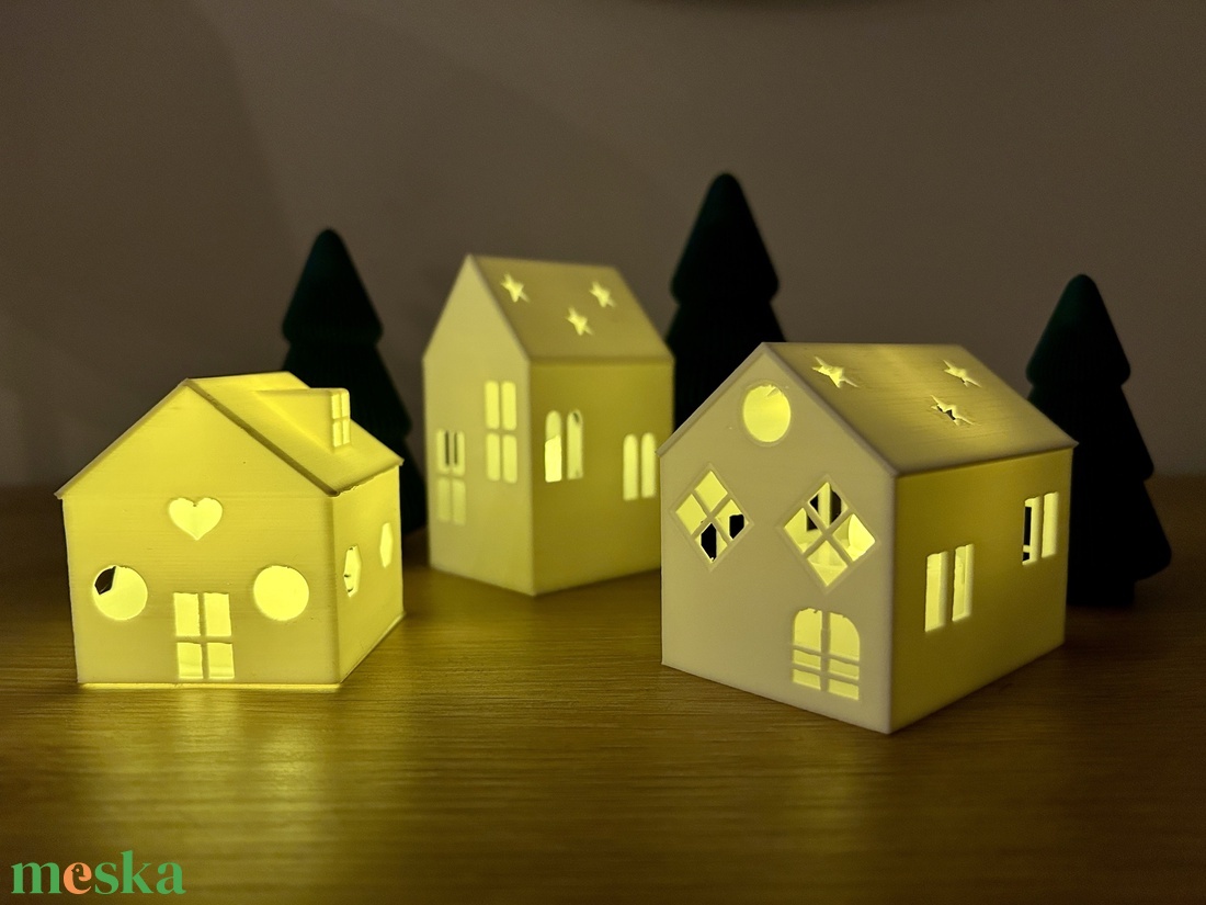 Világító mécsestartó házikók, karácsonyi dekor  - karácsony - karácsonyi lakásdekoráció - karácsonyi falu, házikó - Meska.hu