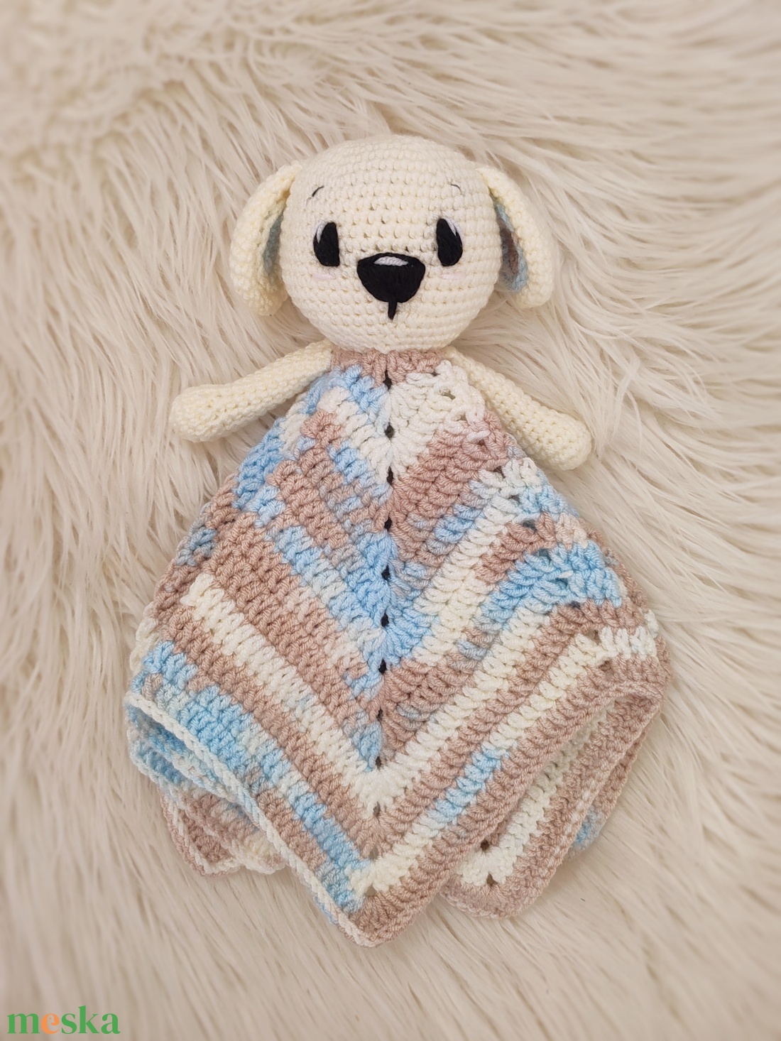 Horgolt kutyusos szundikendő  - játék & sport - plüssállat & játékfigura - kutya - Meska.hu