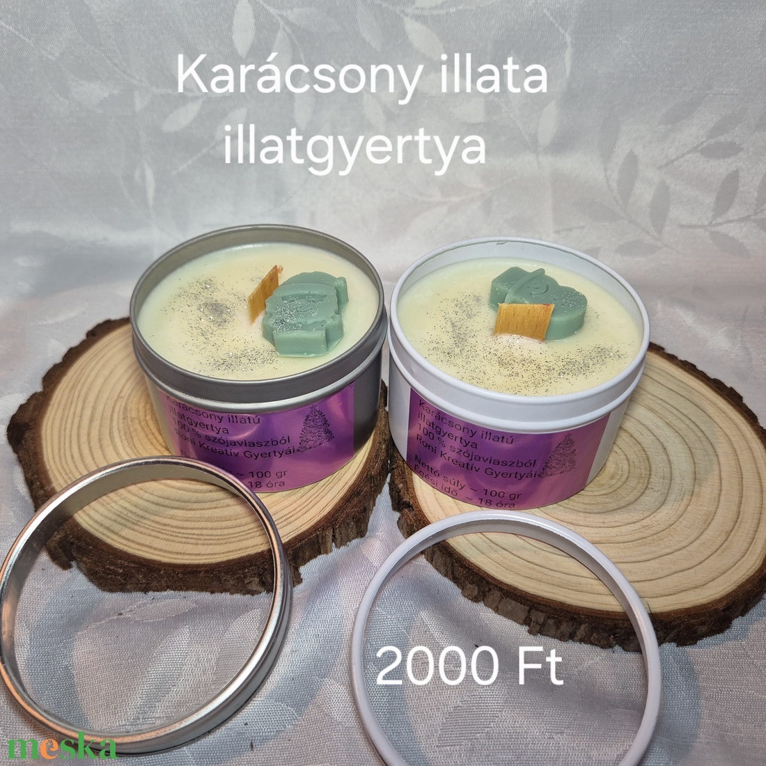 Fémtégelyes gyertya, karácsonyi gyertya  - otthon & életmód - gyertya, illat, aroma - gyertya - Meska.hu