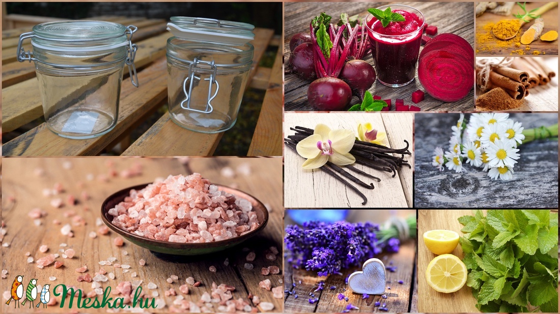 Gyógynövényes fürdősó, csatos üveges, közepes méret - szépségápolás - szappan & fürdés - fürdősó, fürdőgolyó, habfürdő - Meska.hu