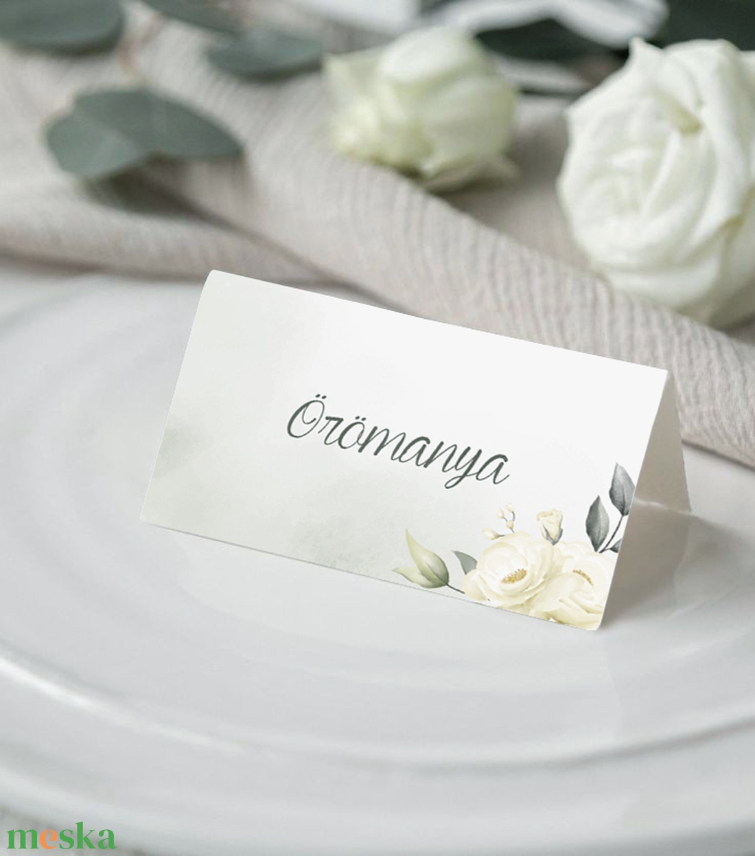 WHITE FLOWERS ültetőkártya - esküvő - meghívó & kártya - ültetési rend - Meska.hu