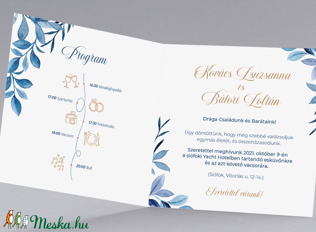 BLUE esküvői meghívó - esküvő - meghívó & kártya - meghívó - Meska.hu
