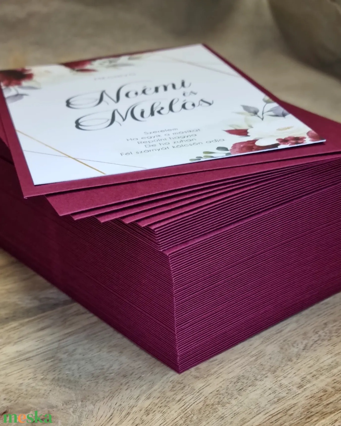 BURGUNDY esküvői meghívó - esküvő - meghívó & kártya - meghívó - Meska.hu