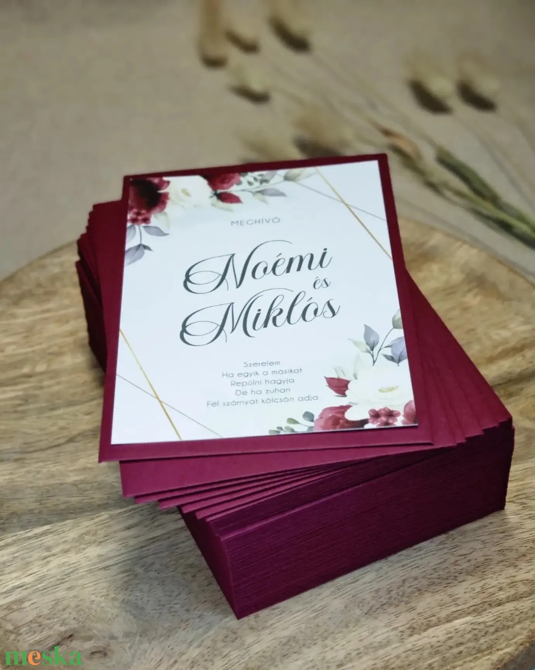 BURGUNDY esküvői meghívó - esküvő - meghívó & kártya - meghívó - Meska.hu