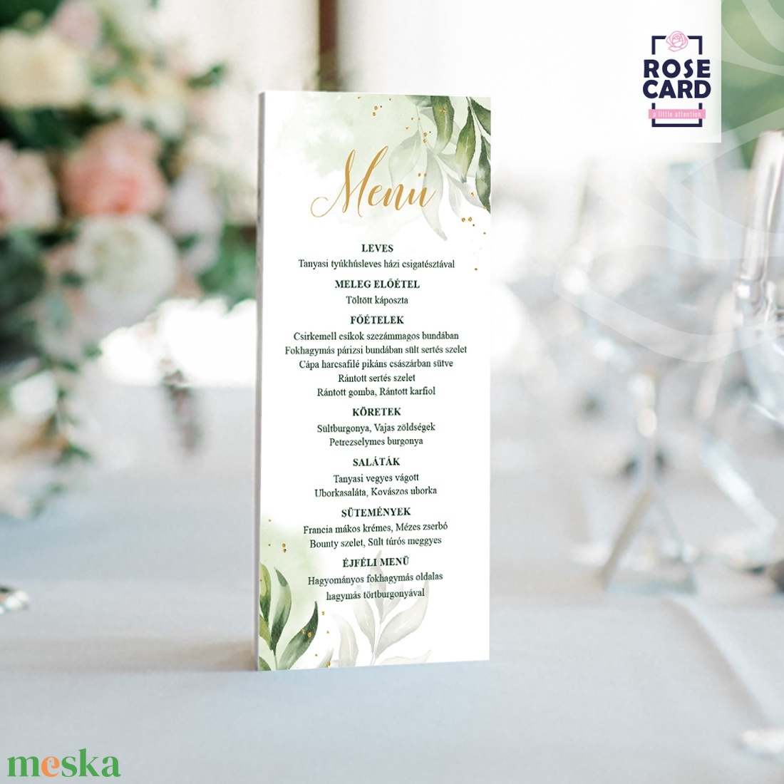 GREENGOLD menülap - esküvő - dekoráció - helyszíni dekor - Meska.hu