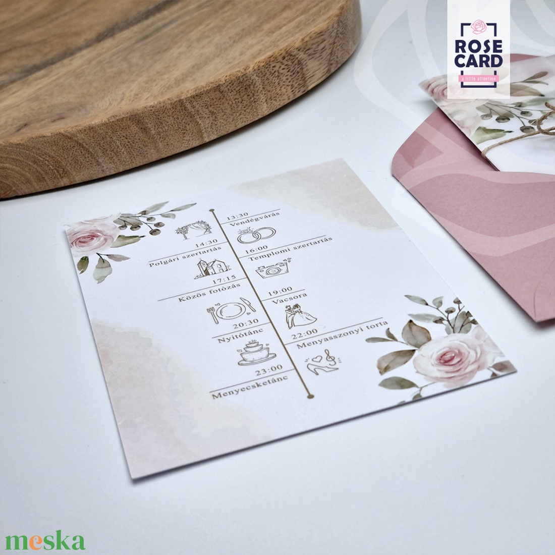 DUSTY PINK esküvői meghívó + boríték - esküvő - meghívó & kártya - meghívó - Meska.hu