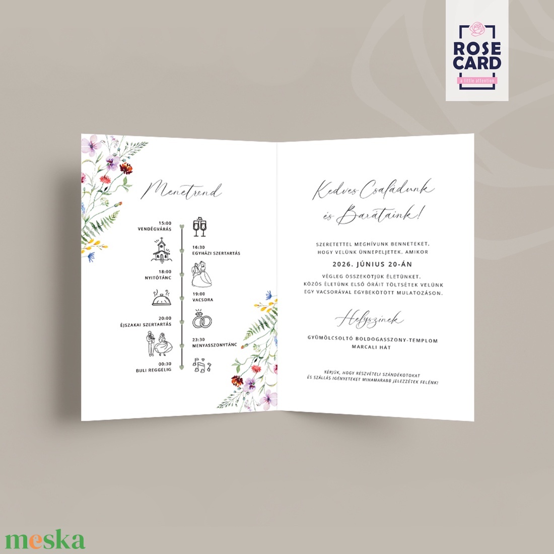 WILDFLOWER esküvői meghívó - esküvő - meghívó & kártya - meghívó - Meska.hu