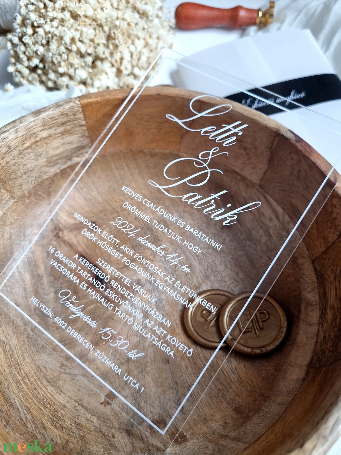 JUST LETTERS esküvői meghívó (plexi / akril) - esküvő - meghívó & kártya - meghívó - Meska.hu