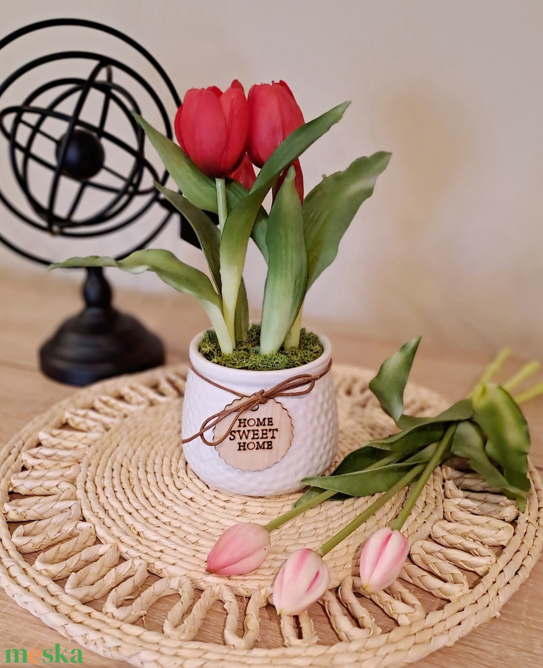 Piros tulipános asztaldísz - otthon & életmód - dekoráció - asztal és polc dekoráció - asztaldísz - Meska.hu