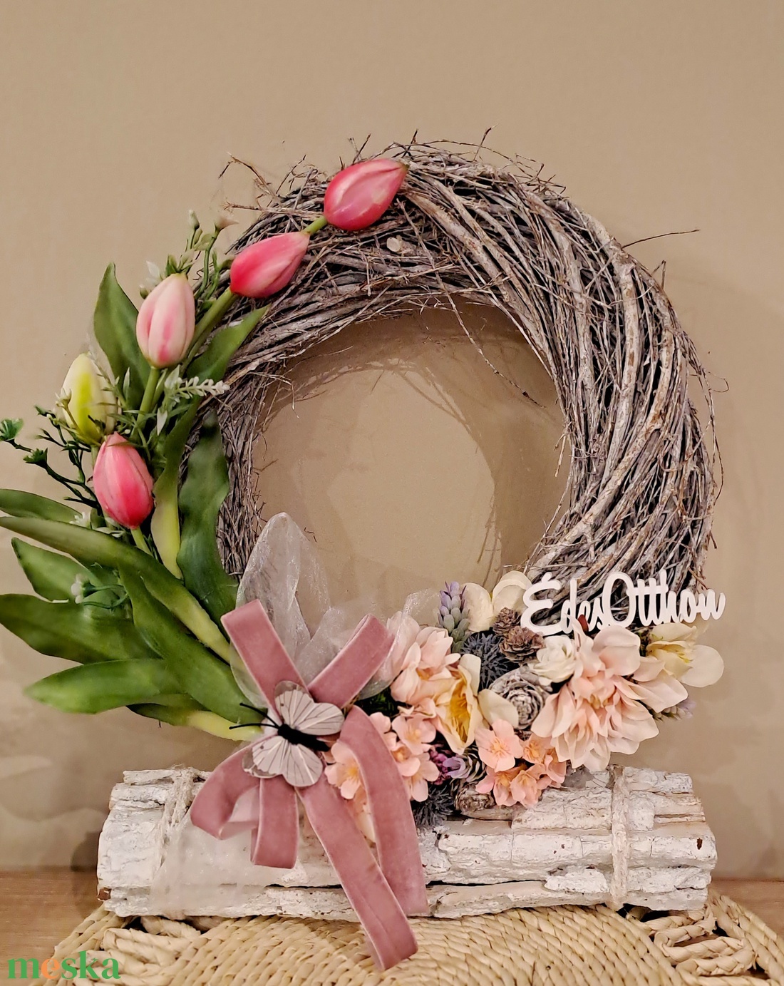 Tavaszi kopogtató - otthon & életmód - dekoráció - ajtó- és ablak dekoráció - ajtódísz & kopogtató - Meska.hu