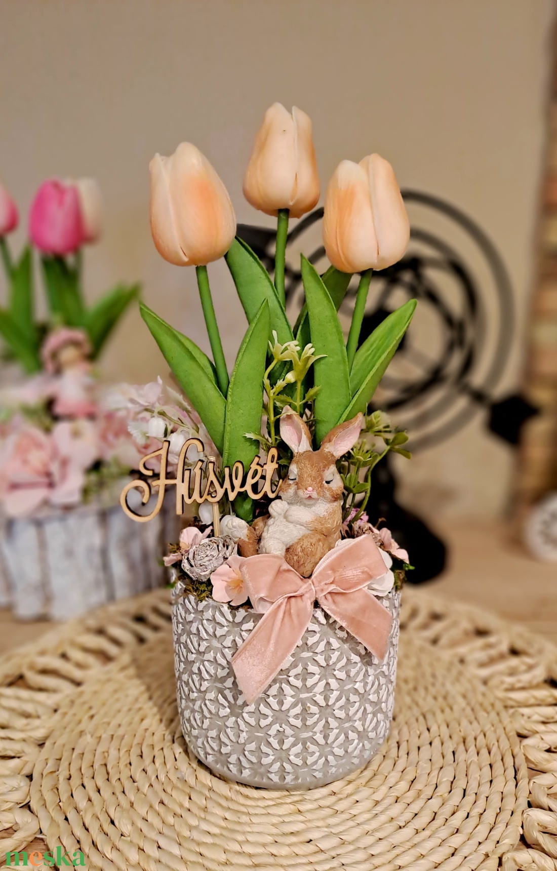 Nyuszis asztaldísz - otthon & életmód - dekoráció - asztal és polc dekoráció - asztaldísz - Meska.hu