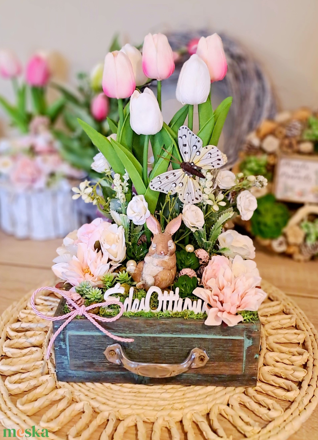 Nyuszi fiók asztaldísz - otthon & életmód - dekoráció - asztal és polc dekoráció - asztaldísz - Meska.hu