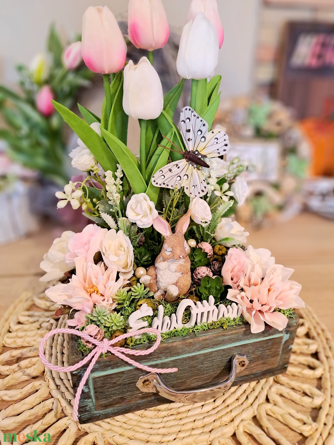 Nyuszi fiók asztaldísz - otthon & életmód - dekoráció - asztal és polc dekoráció - asztaldísz - Meska.hu