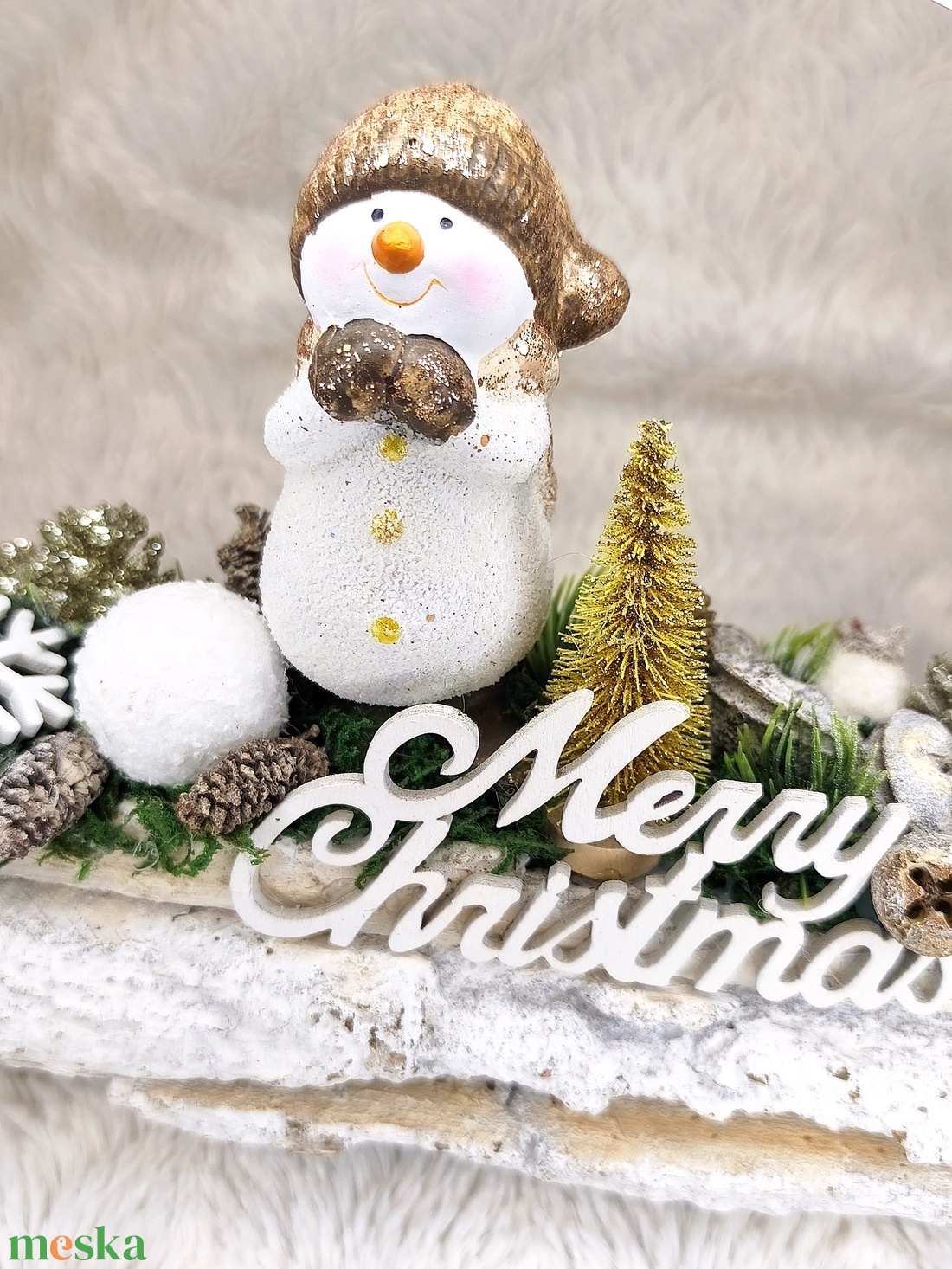 Hóemberkés karácsonyi asztaldísz - karácsony - adventi díszek - adventi asztaldísz - Meska.hu