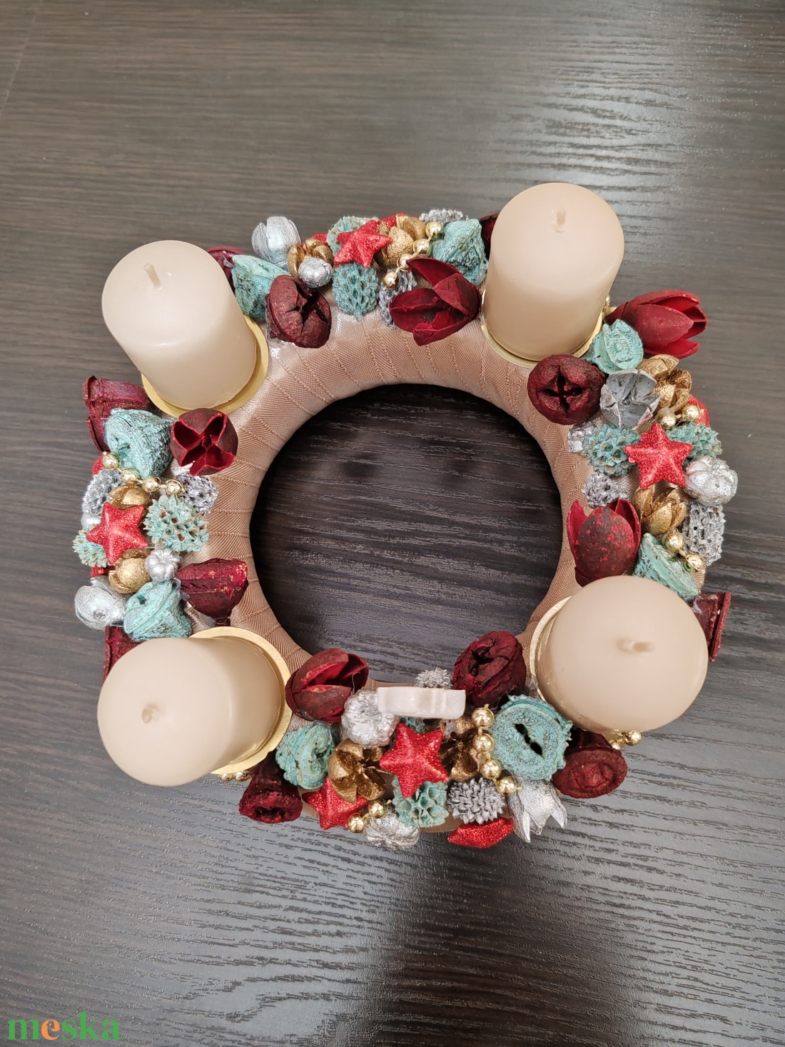Adventi koszorú színes termésekkel - karácsony - adventi díszek - adventi koszorú - Meska.hu