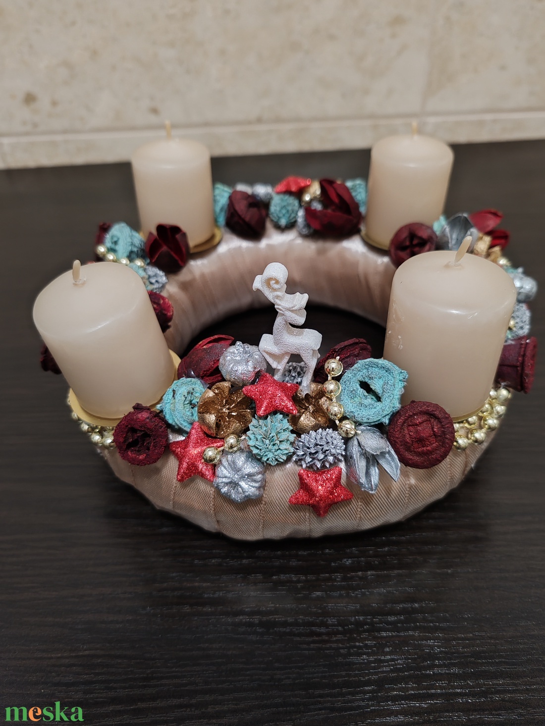 Adventi koszorú színes termésekkel - karácsony - adventi díszek - adventi koszorú - Meska.hu