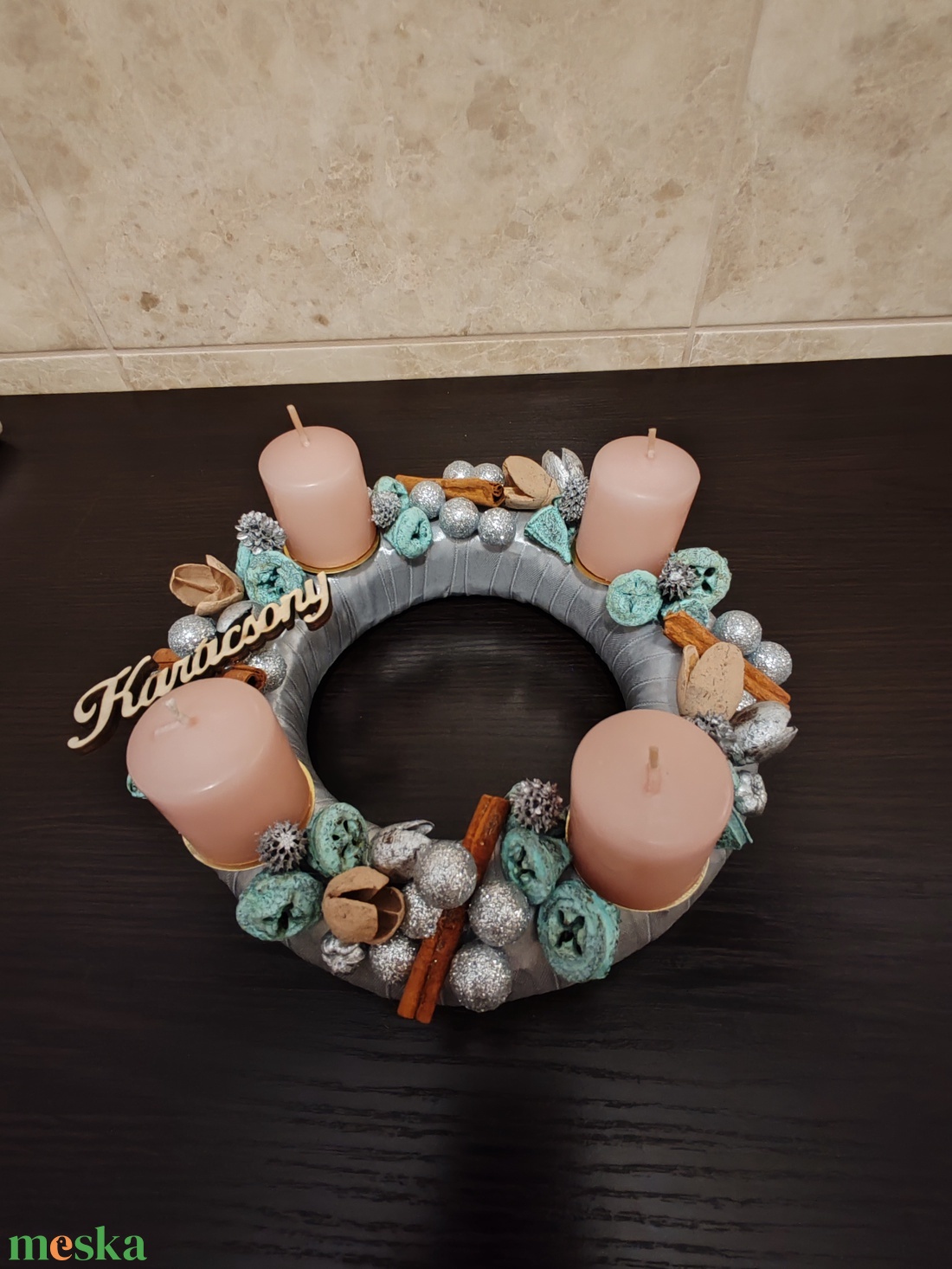 Adventi koszorú Karácsony felirattal - karácsony - adventi díszek - adventi koszorú - Meska.hu